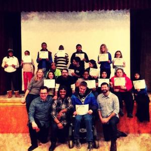 Students with their certificates of completion and the D-PAN team